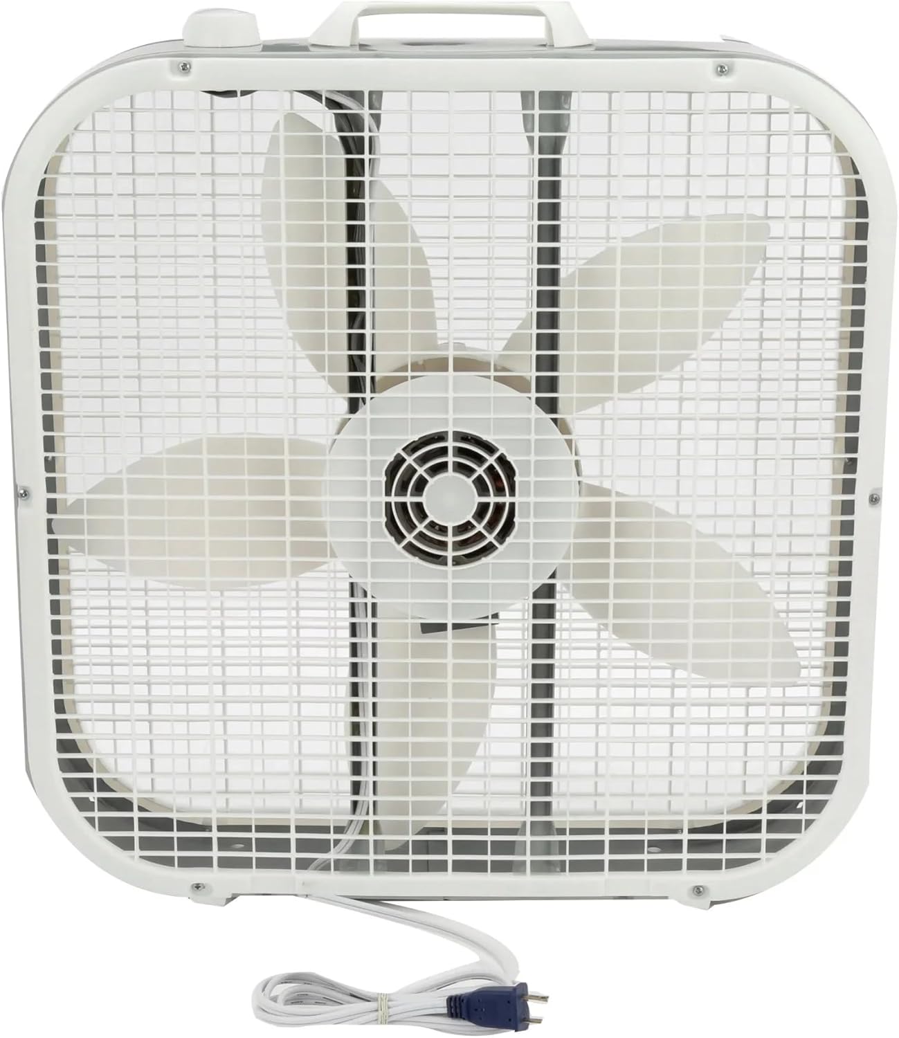20" Classic Box Fan with Weather-Resistant Motor, 3 Speeds, 22.5" H, White, New