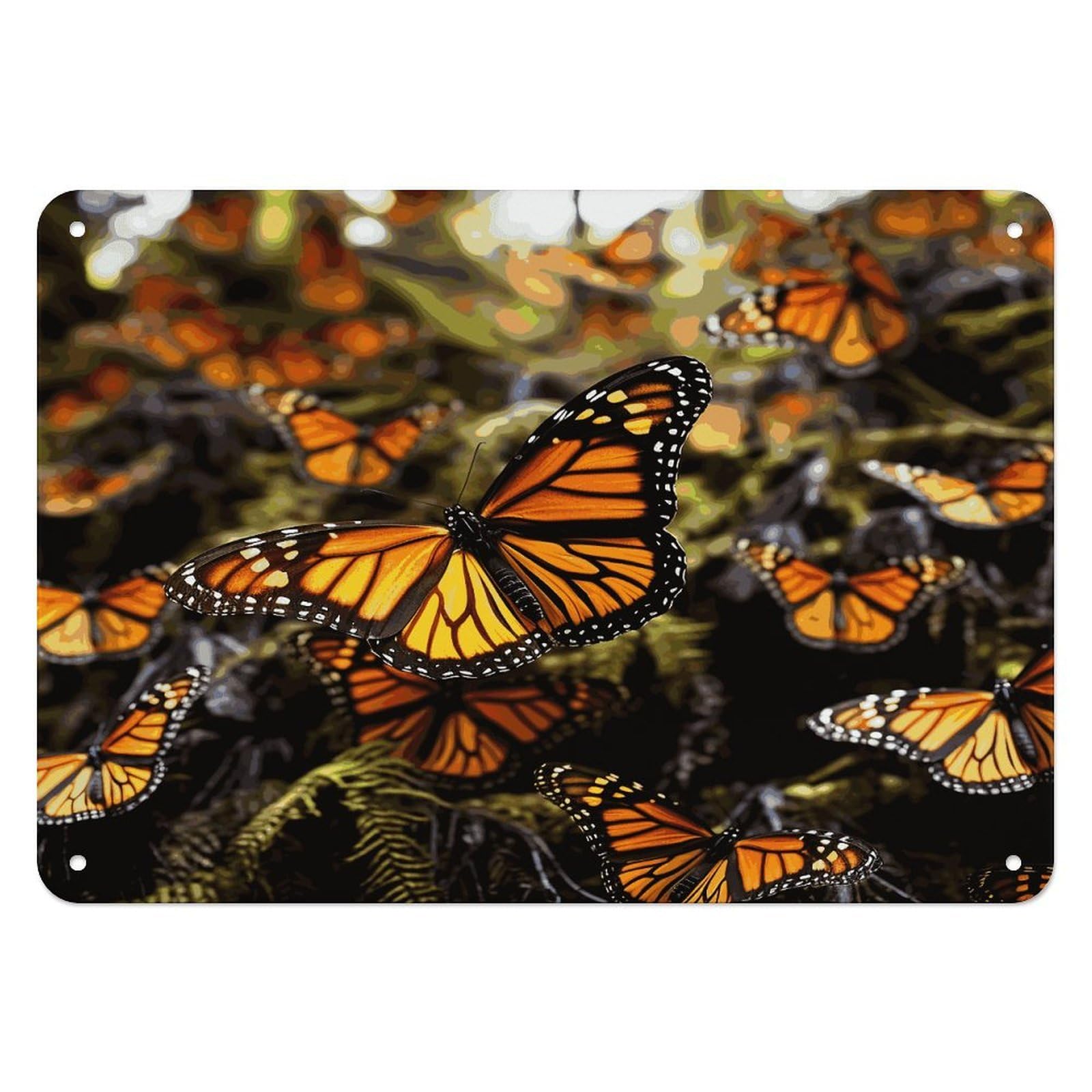 Fekiloot Style Monarch Butterfly Cluster Wall Decor Iron Painting Metal Sign