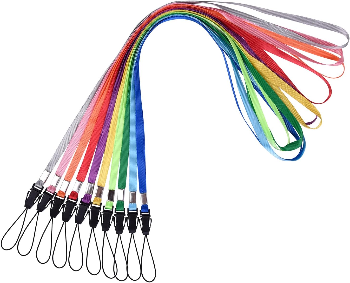 Wisdompro 10 Pack Quick Release Lanyards, 17 Inch Colourful Neck Straps