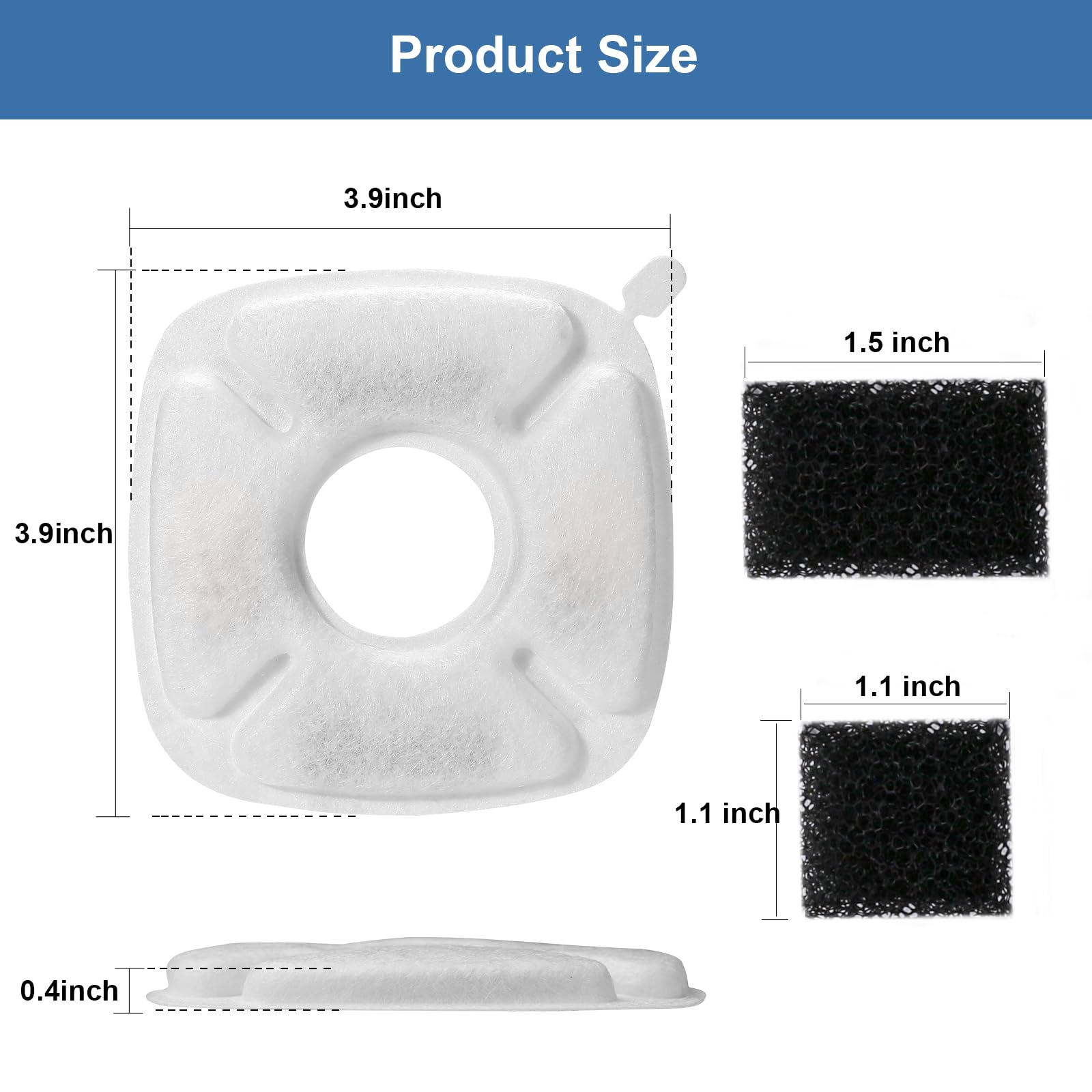 Paquete de 4 filtros de repuesto y 4 esponjas de prefiltro de repuesto para dispensador automático de agua para gatos de 67 onzas, 95 onzas y 138 onzas, filtros de fuente de agua para gatos Redoso