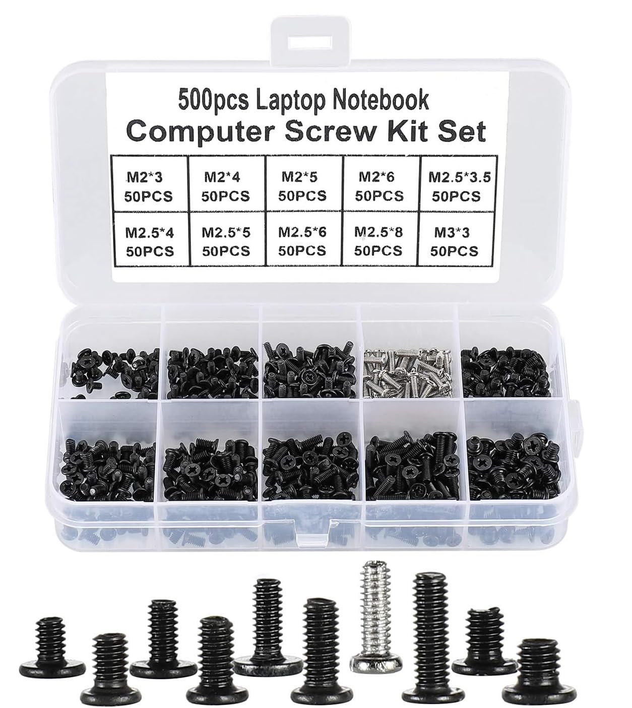 500Pcs M2 M2.5 M3 Laptop Notebook Computer Screws Kit,Phillips Flat Head Screws, Electronic Repair Screws For IBM HP Dell Samsung Sony Toshiba Gateway Acer Lenovo Etc.-image-25