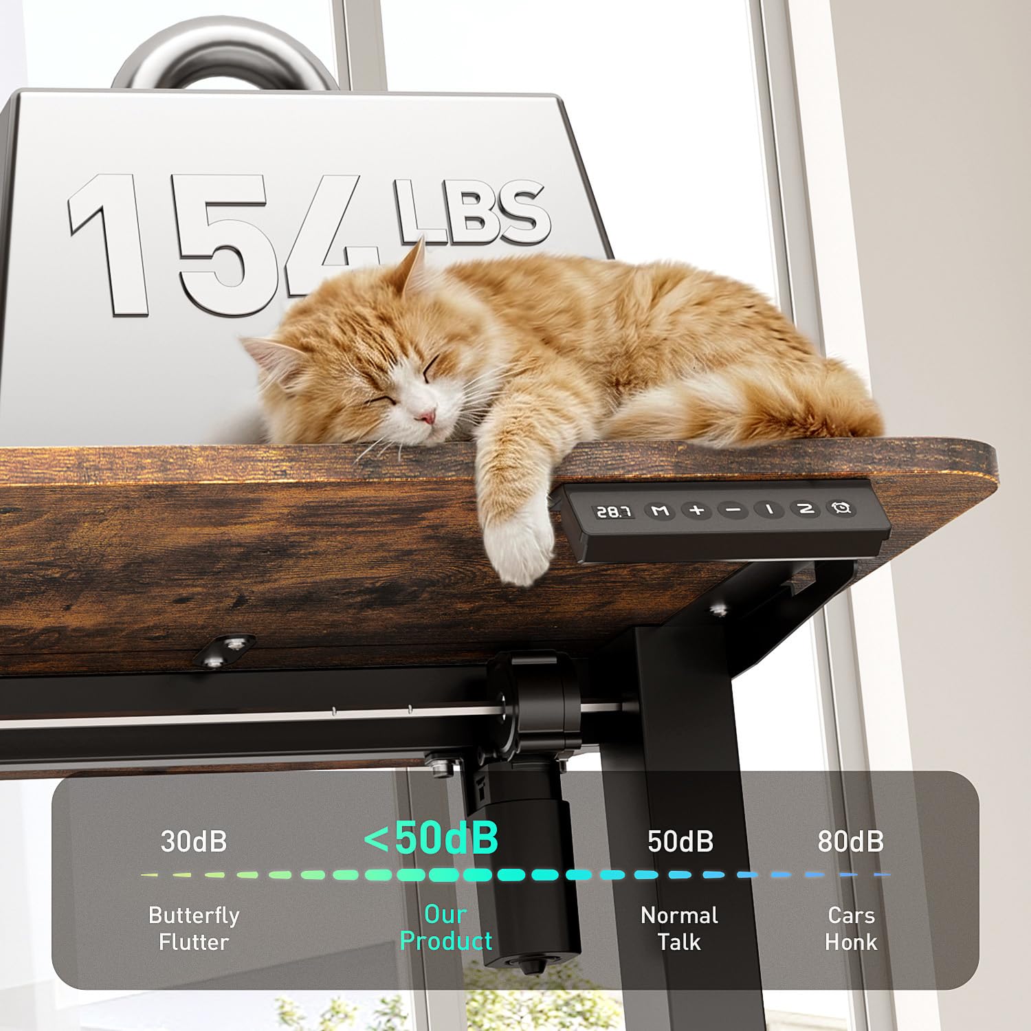 55 Electric Standing Desk Adjustable Height Ergonomic Sit Stand Computer Desk for Home Office Sturdy Motorized Workstation with — view 6