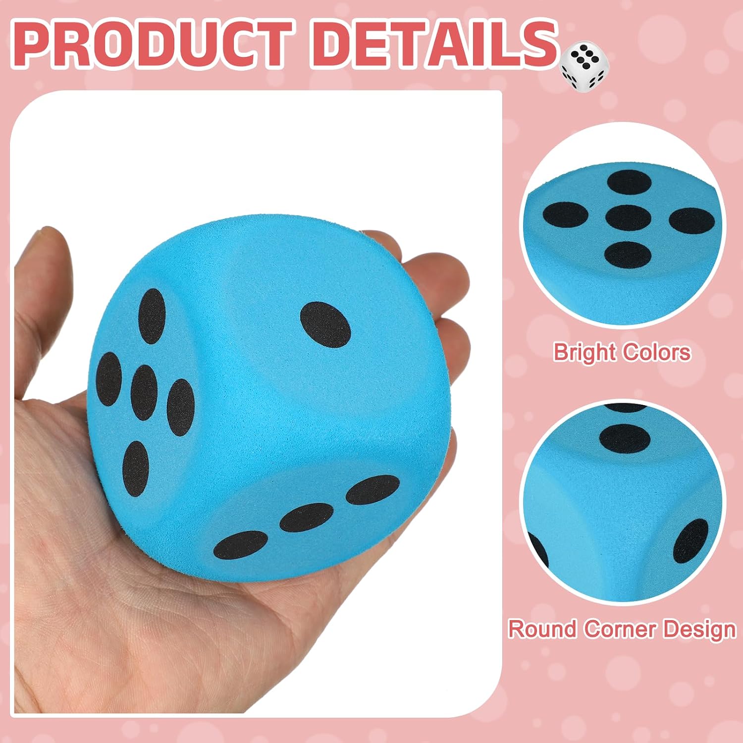 uxcell 2Pcs Foam Dice, 6cm/2.36inch Eva 6-Sided Dice Stress Ball Squeezable Blocks for Board Games Relieve Stress Anxiety (Red, Blue)
