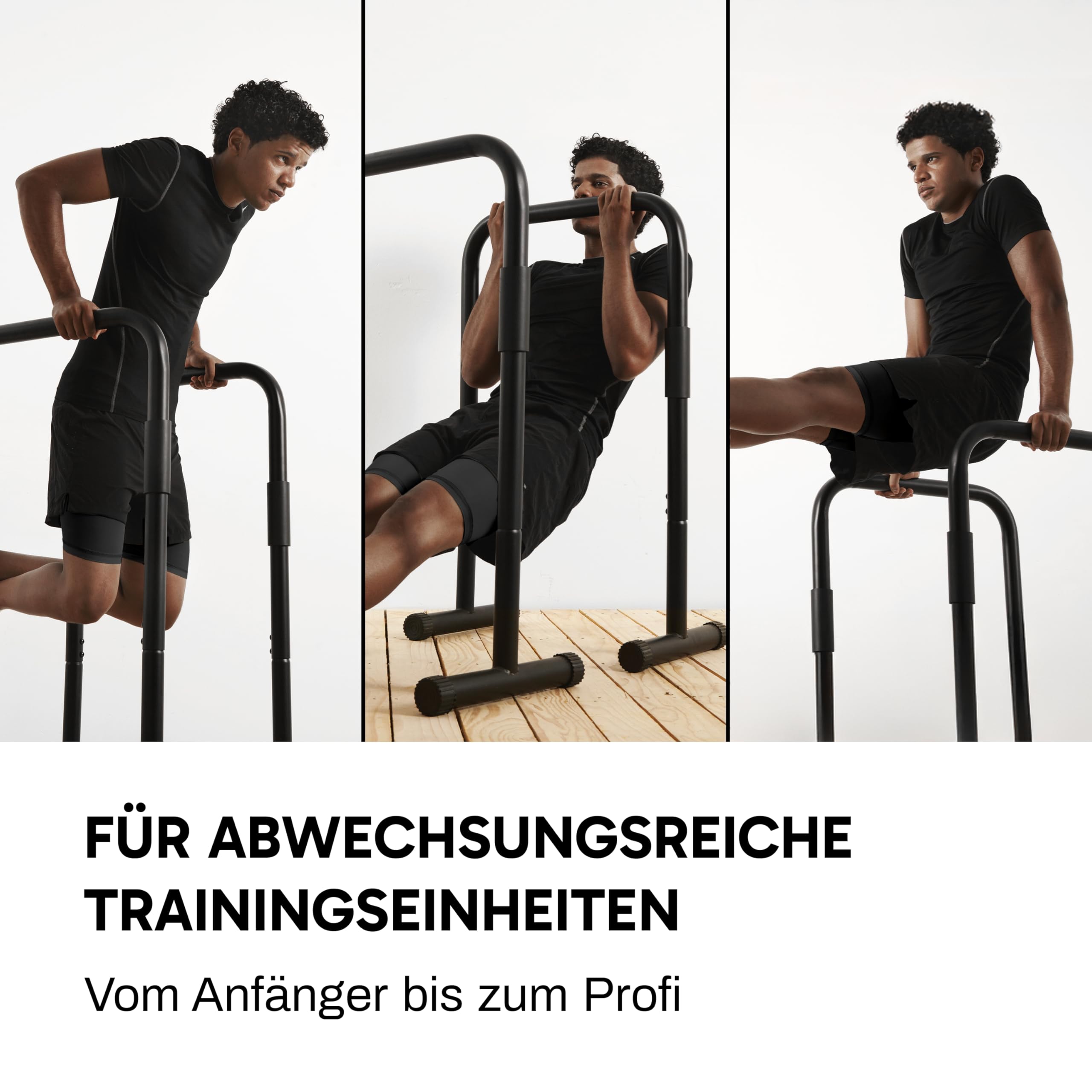 Dip Station Bar Barren – Höhenverstellbar, Breitenverstellbar, bis 200 kg belastbar – mit Verbindungsstück, rutschfest – für Calisthenics, Dips & Krafttraining