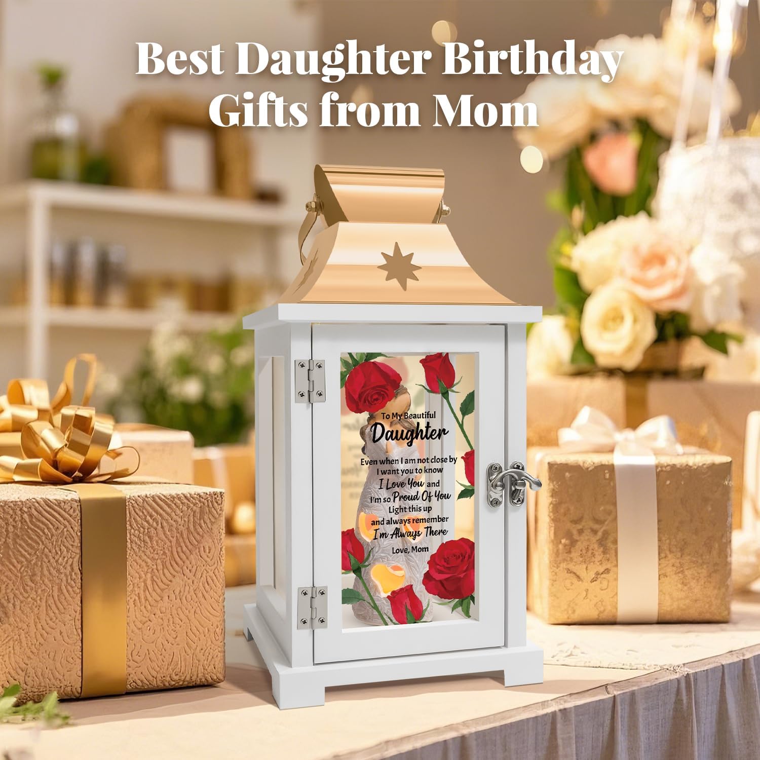 Daughter Gifts from Mom, Mother's Day Birthday Gifts for Daughter from Mom, Mother Daughter Gift Figurine Lantern - Daughter Graduation Christmas Gifts Idea
