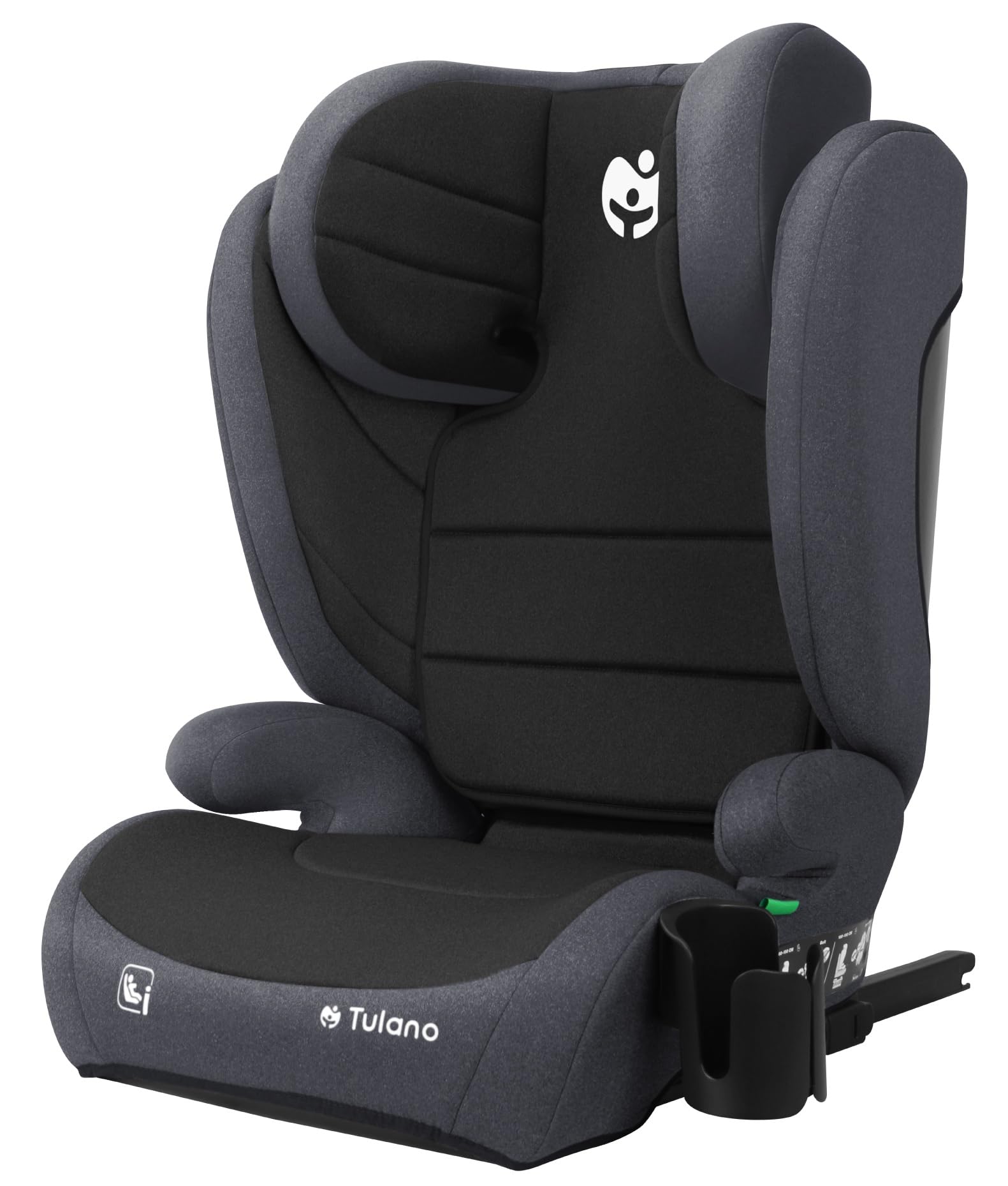 Tulano JOY 35 fotelik dziecięcy 100-150 cm, certyfikat ECE R129/03 i-Size, ISOFIX + 3-punktowy pasek, 13-stopniowo regulowany zagłówek, zdejmowany pokrowiec, czarny i szary