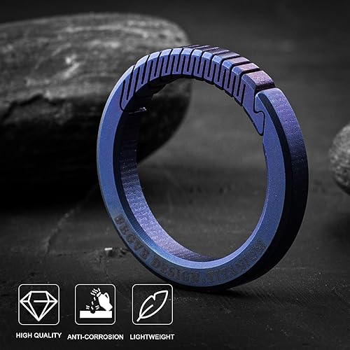 Miniatura 5 de FEGVE Carabiner Keychain Clip with 2 Key Rings, Titanium Quick Release Keychain Small Carabiner Clip for Keys