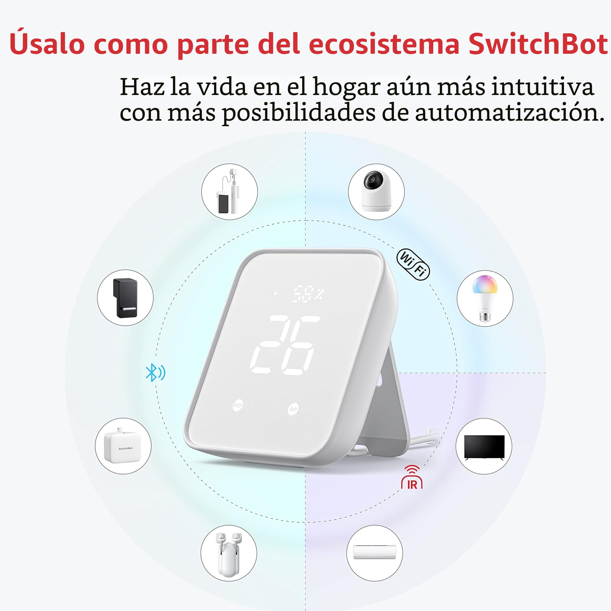 SwitchBot Hub 2, termómetro higrómetro WiFi, mando a distancia IR, mando a distancia inteligente y sensor de luz, conecta SwitchBot a Wi-Fi (2,4 GHz), compatible con Alexa&Google Assistant