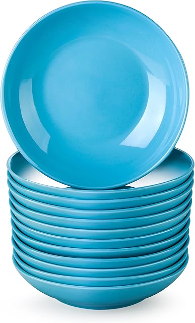 LOVECASA, Seria Sweet, talerze do zupy, porcelanowe, głęboki talerz obiadowy, talerz na zupę, przekąski, dla 12 osób, granatowy