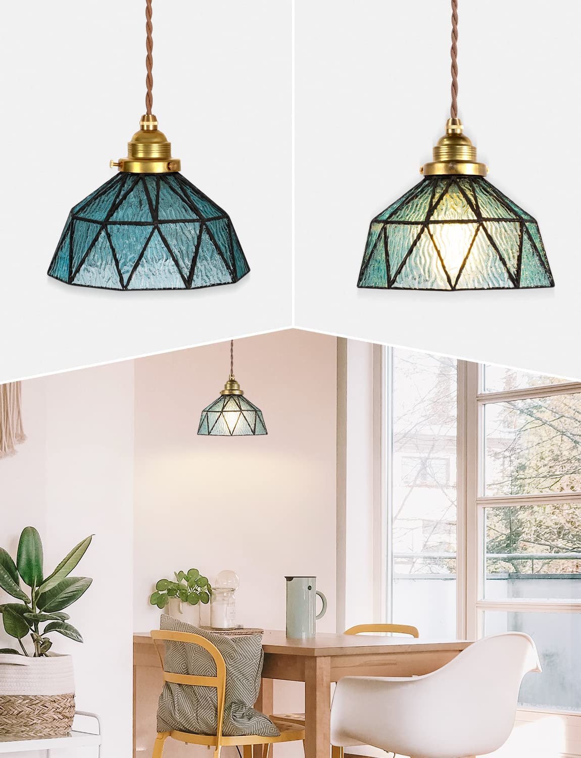 Amazon.co.jp : ペンダントライト 真鍮とガラス吊り下げ灯 照明器具  