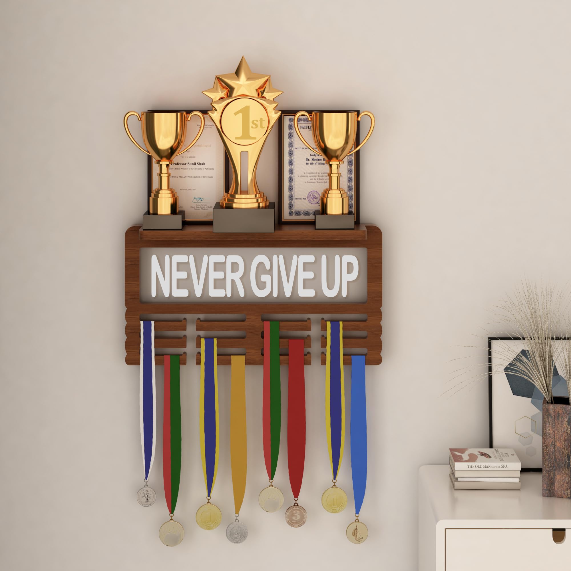 Beleuchteter Medaillenaufhänger, Ammonitenhalter für Auszeichnungen oder Bänder, Bandhalter mit Sportmotiv für die Wand, Gestell für gestaffelte Auszeichnungen