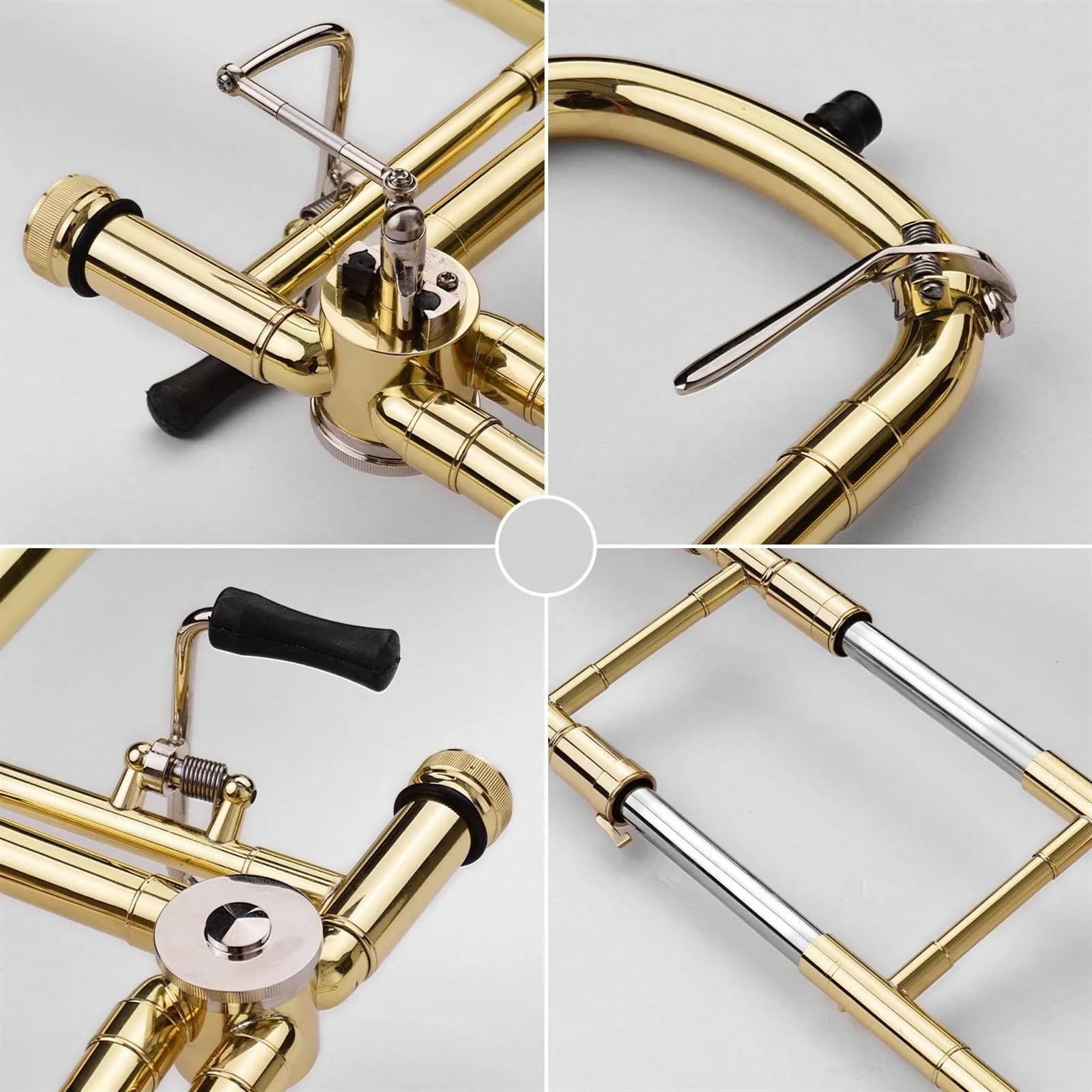 Trombones Instrumentos musicales Trombón Deslizante Tenor Plano Sib Intermedio Mejorado Con F Incluye Boquilla Estuche De Transporte Guantes De Tela