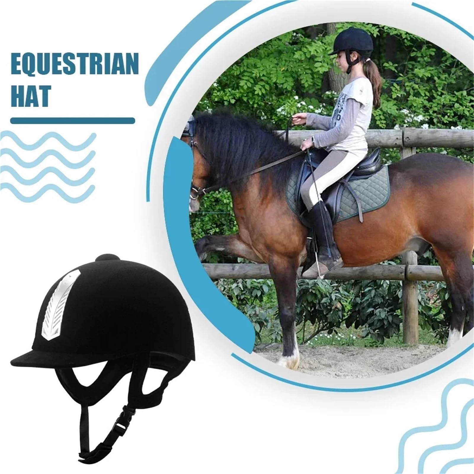Casco da Equitazione Casco da equitazione traspirante BS Safety Half Cover, for uomo, donna e bambino, 52-62 cm