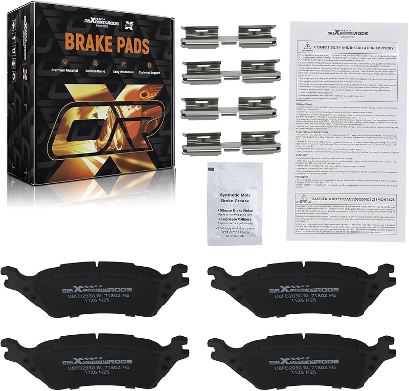 Pastilhas de freio traseiras cerâmicas NAO maXpeedingrods para Ford F-150 – Jogo com 4 unidades