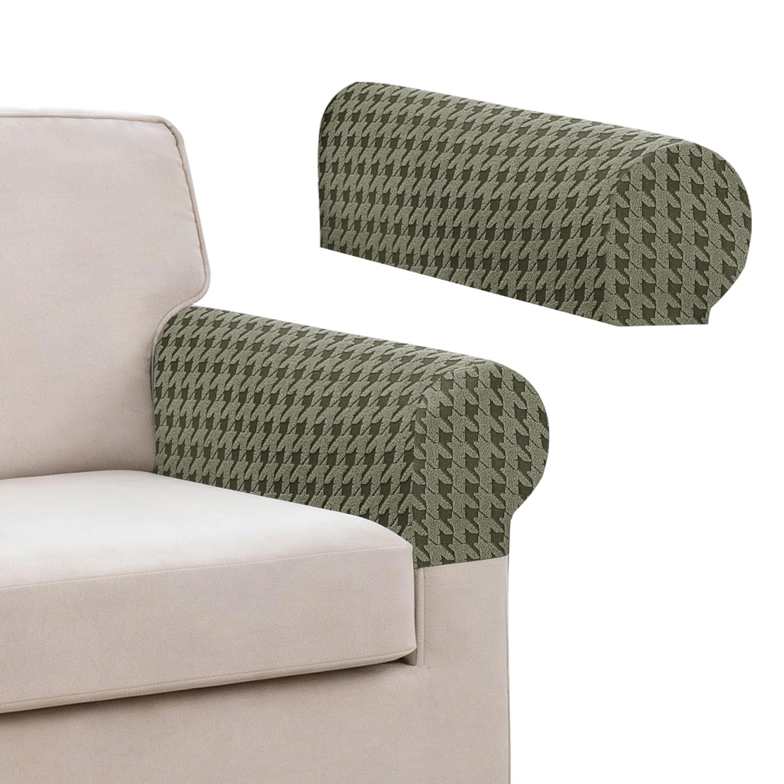 MAXIJIN Armrest Covers for Sectional Sofa, Stretch Sofa Seater Cover, Couch Seat Slipcover Protector Replacement for Individual Cushion with Elastic Bottom (Army Green, 2 Armrest Cover)