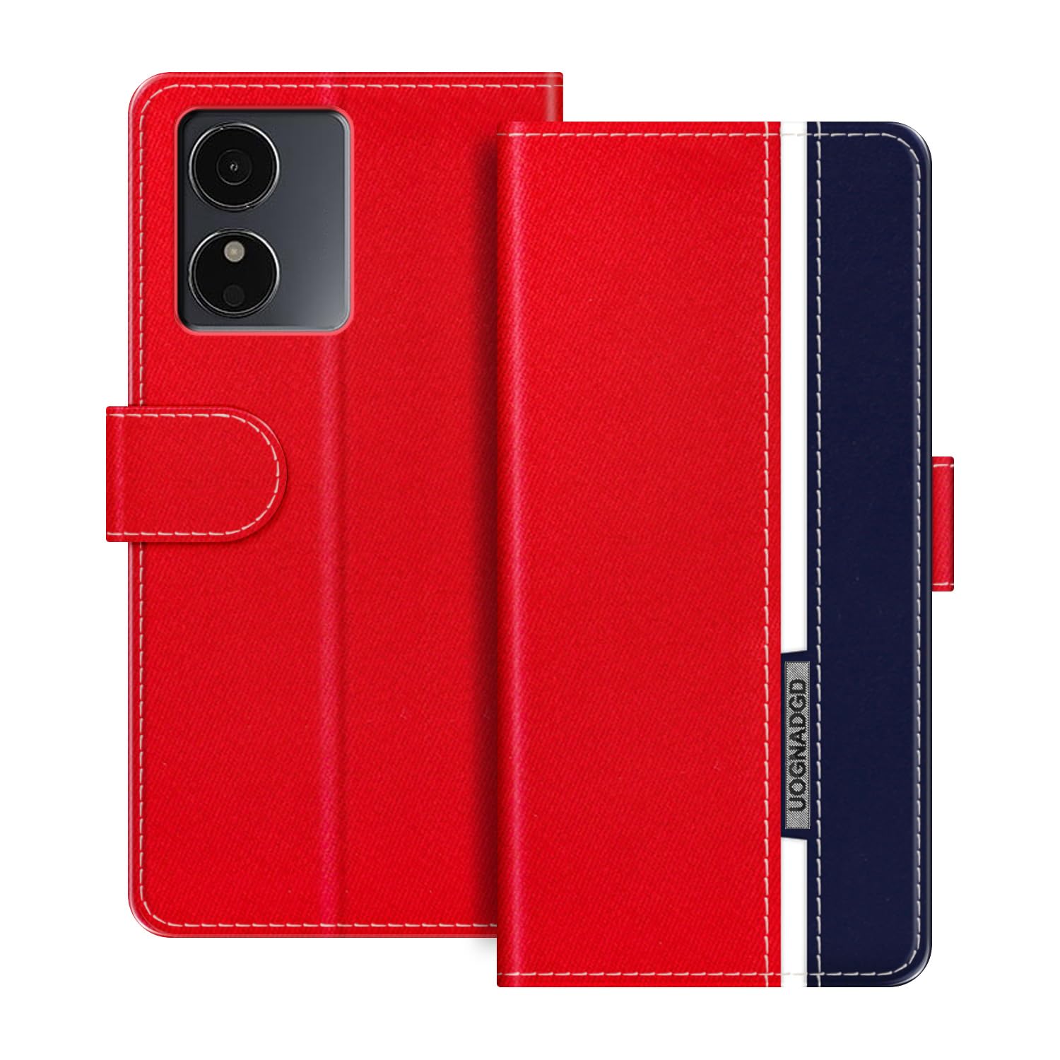 Leather Phone Case Compatible with HMD Key 4G Flip Wallet Cover with Magnetic Closure, Kickstand & Card Holders, Shockproof Protection (Red)