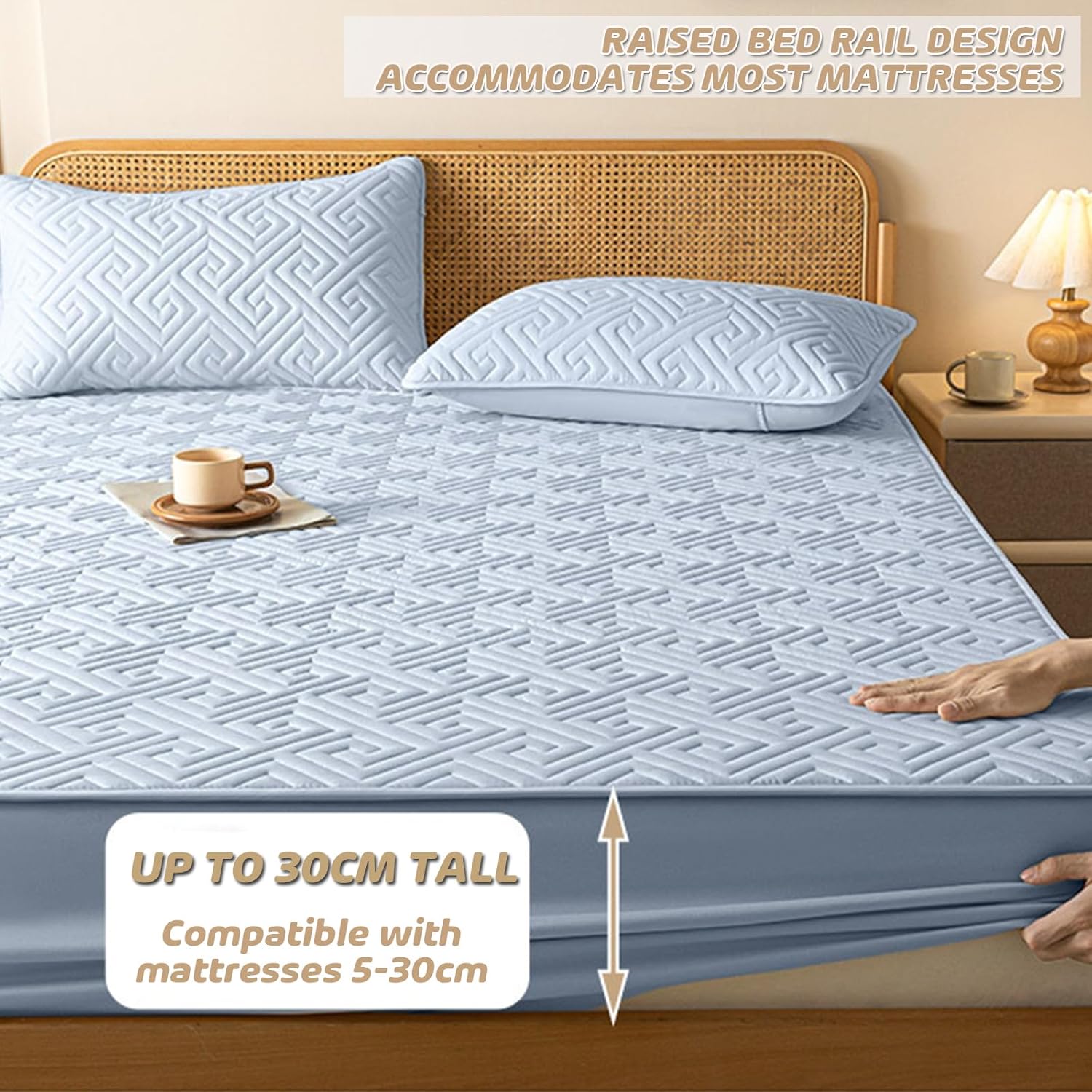 Waterproof Breathable Thickened Mattress Cover, Thickened Bed Covers, Full Size Mattress Protector (Gray,70 * 79in)