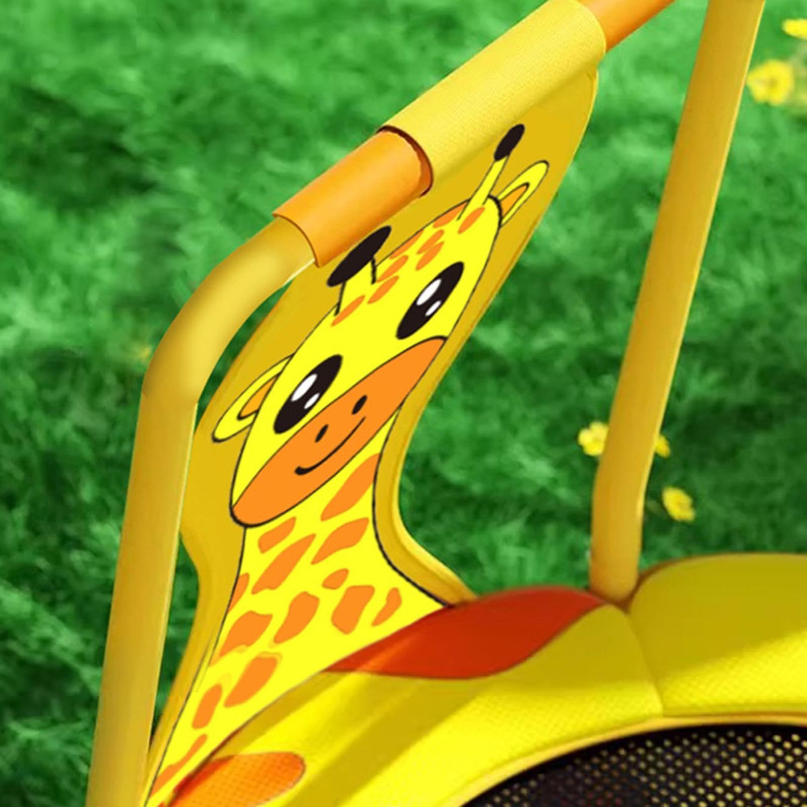 Trampolino Per Bambini Attrezzatura Per Fitness Con Motivo Giraffa Da 100 | con Maniglione in Schiuma Capacità 200 kg Trampolino per Bambini di 1-6 Anni Fitness Salto in Giardino