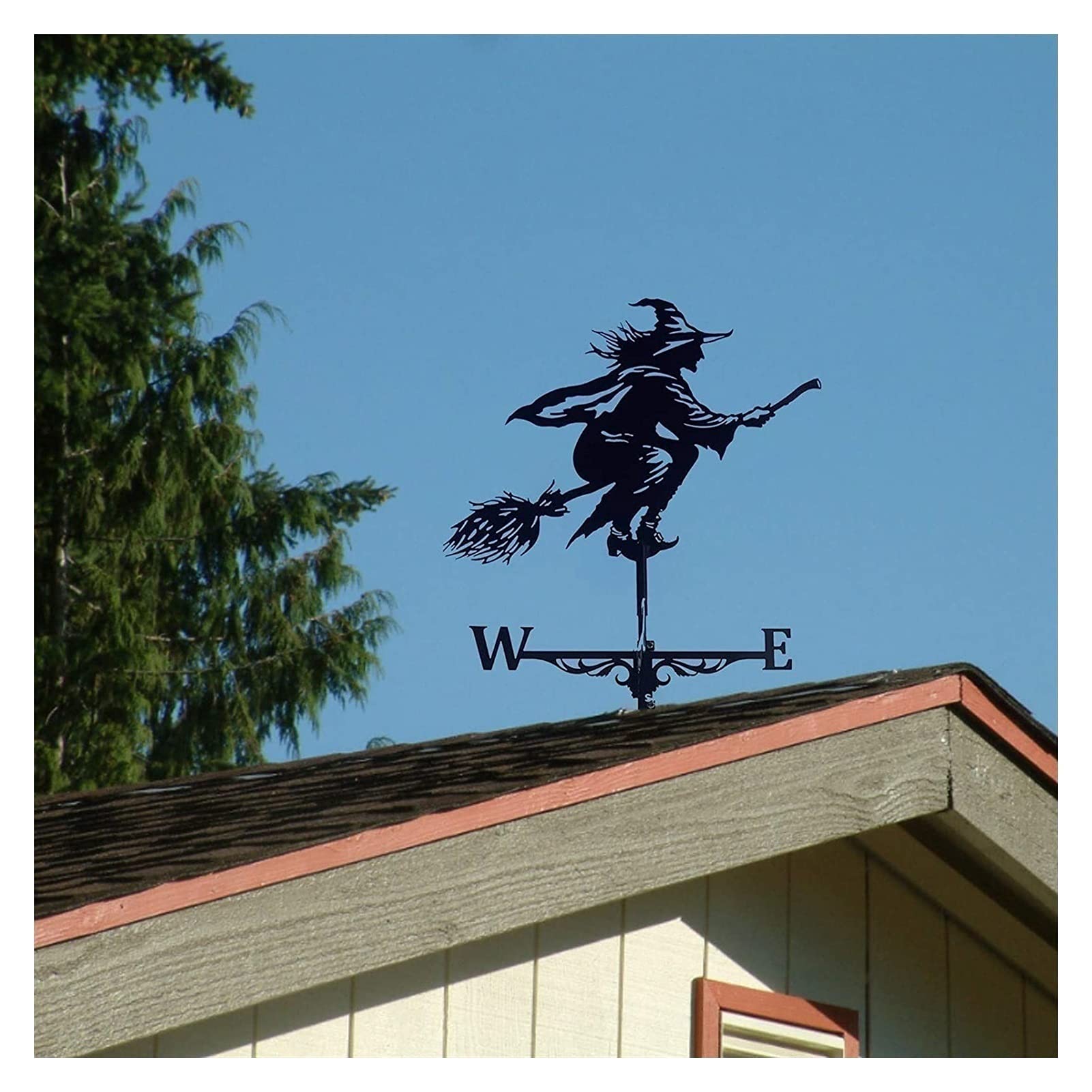 Metal Weather Vane Decoration, Farm for Garden, Wind Direction Indicator Wind Direction Garden Patio Decoration (Color : Witch) (Witch)