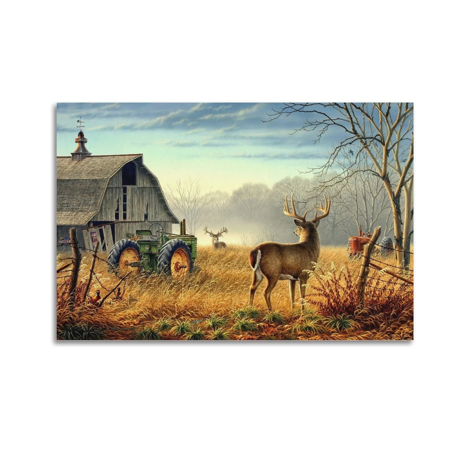 Animal Painting Posters White Tail Deer Crista Forest Canvas Wall Art Decorative Poster Modern Family Bedroom Decor Posters Hanging Picture Print 12x18inch(30x45cm)