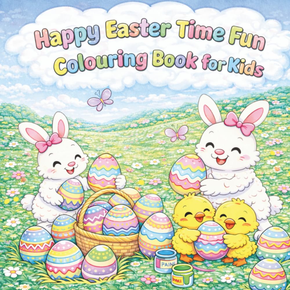 Happy Easter Time Fun colouring book for kids: Exciting Fun Easter Time colouring pages with Easter animals Ages 5-10