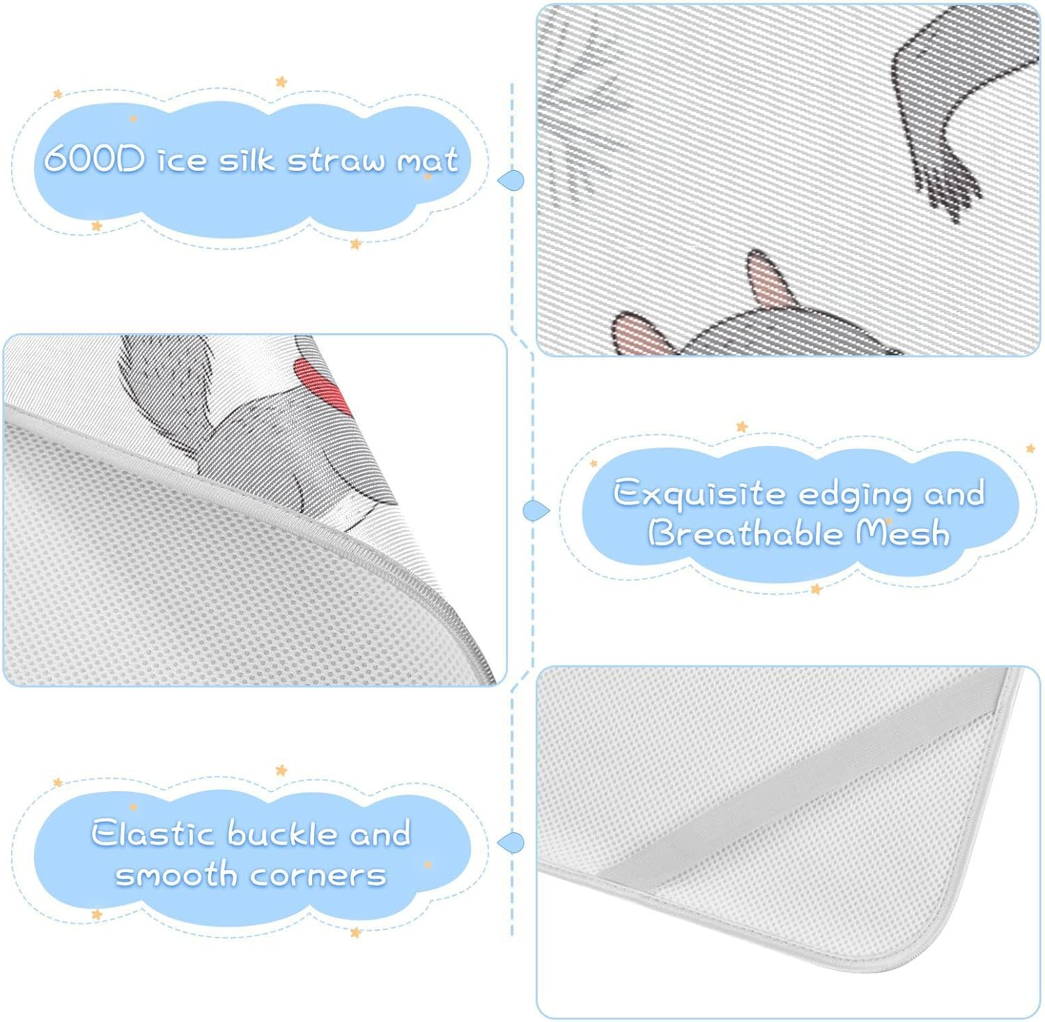 Cooling Baby Mattress 28" x 52"Breathable Crib Bumper Pads for Baby&Toddler Snowflake Patterns Cartoon Gray Squirrels