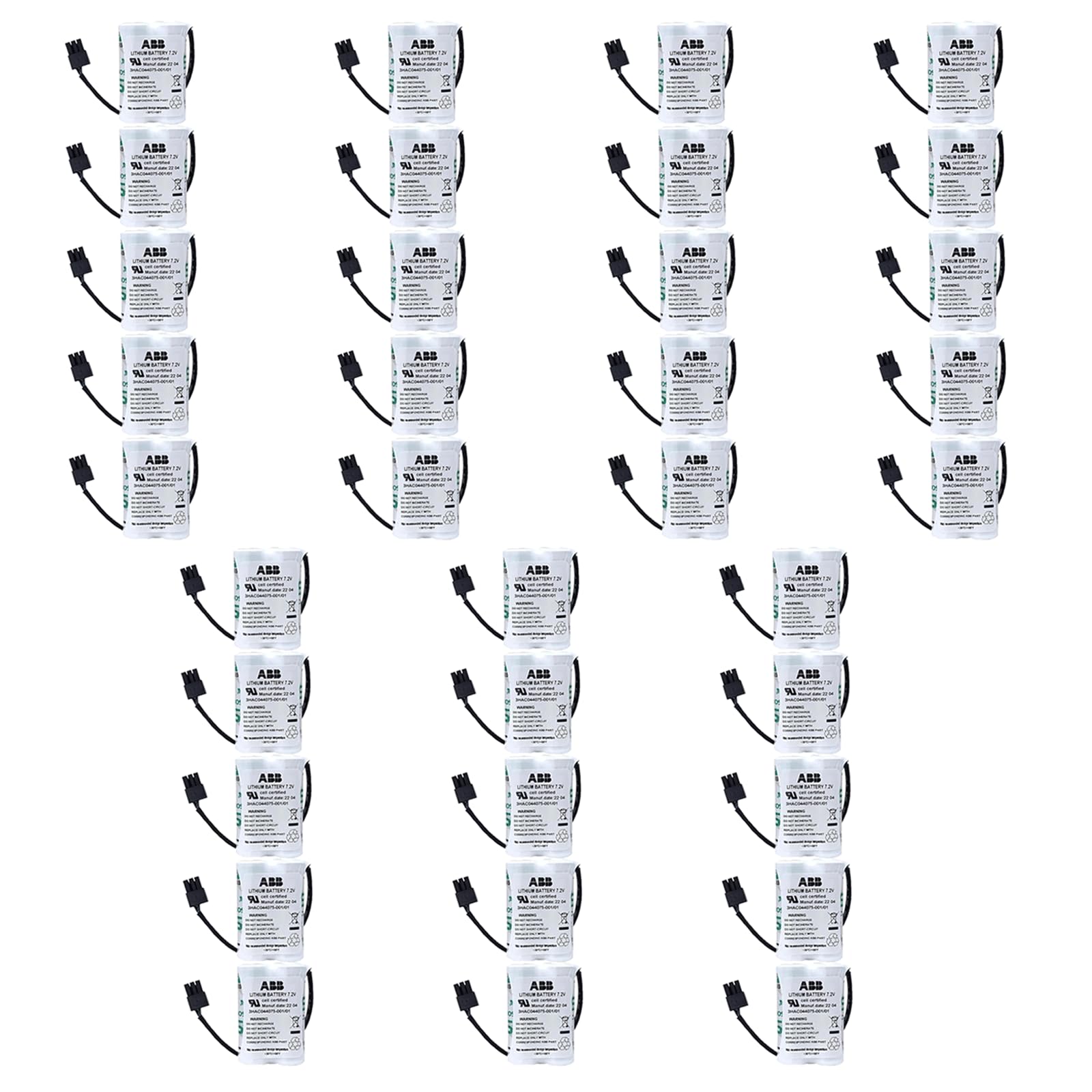 35-Pack 3HAC044075-001 01 3600mAh 7 2V with Black Plug Non-Rechargeable Lithium Battery for ABB Robot CPU ABBTA521 ABB3HAC16831-1