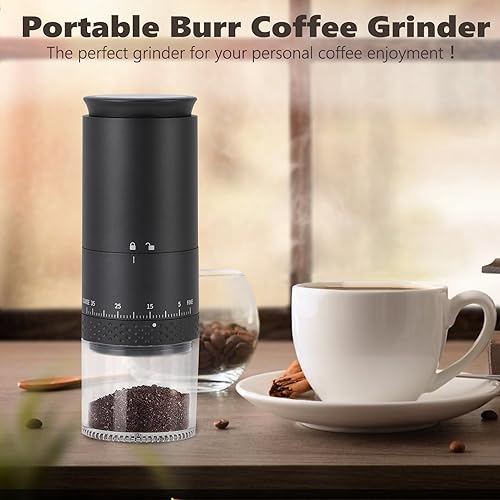 Miniatura 2 de Molinillo de café portátil para rebabas, pequeño molinillo eléctrico de granos de café con 38 ajustes ajustables, pantalla LCD mini molinillo de