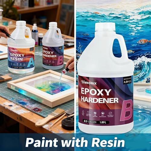 Miniatura 4 de Resina epoxi ZYNNORIX 1 galón, resistente a 3×UV, autonivelante, mejor para DIY, arte, mesa de río, madera, flores, moldes de fundición, resina