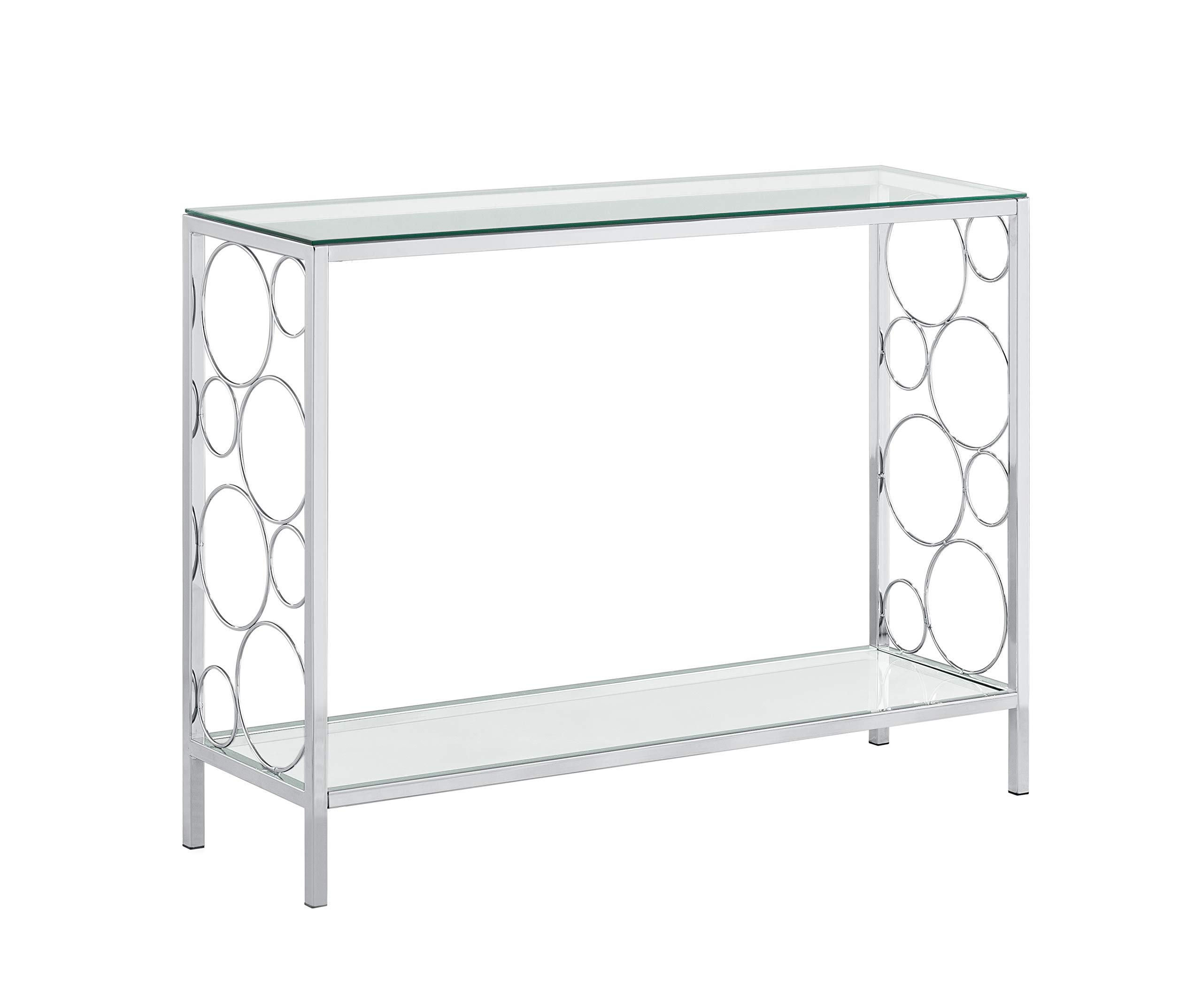 Amazon.com: Chrome Finish Glass 2-Tier Contemporary Console Sofa