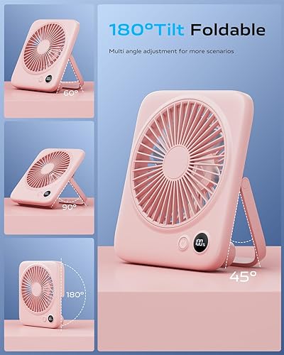Miniatura 7 de Otlonpe Ventilador de escritorio portátil de 6.5 pulgadas, batería recargable de 4000 mAh y alimentado por USB, ventilador personal pequeño