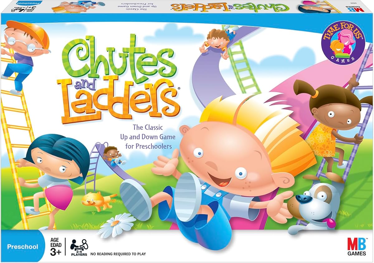 Hasbro Gaming Chutes and Ladders Juego de mesa, 2 a 4 jugadores, regalo para niños, juegos de aula preescolar, edades 3+ (exclusivo de Amazon)