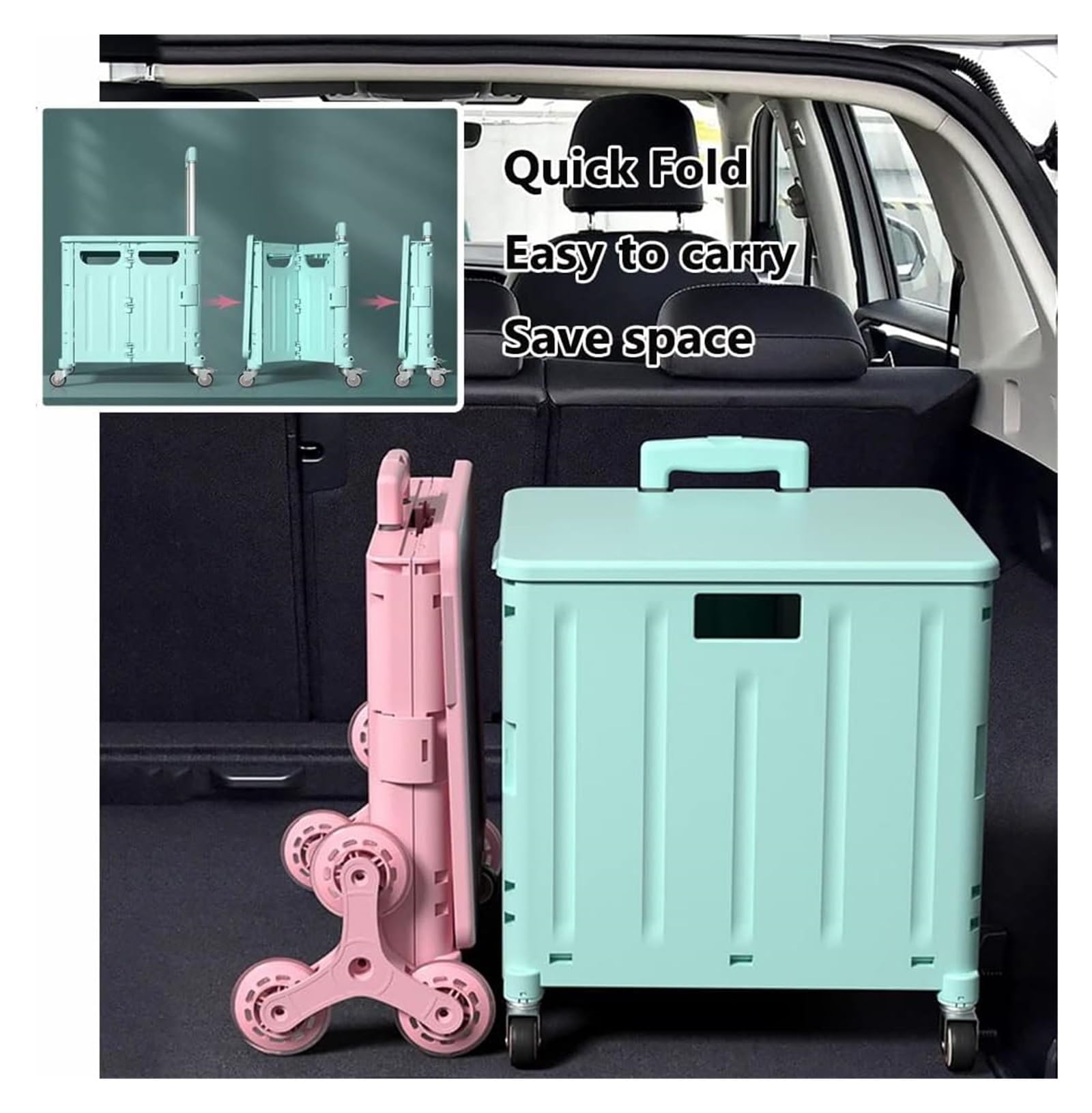 Carrello pieghevole per la spesa con ruote e tettoia, portatile, per generi alimentari e uso esterno, perfetto per un facile trasporto e gite in famiglia