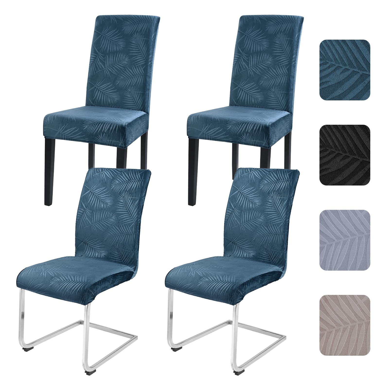 Alishomtll Dining Chair Covers Set of 4 Stretch Leaf Chair Covers Green