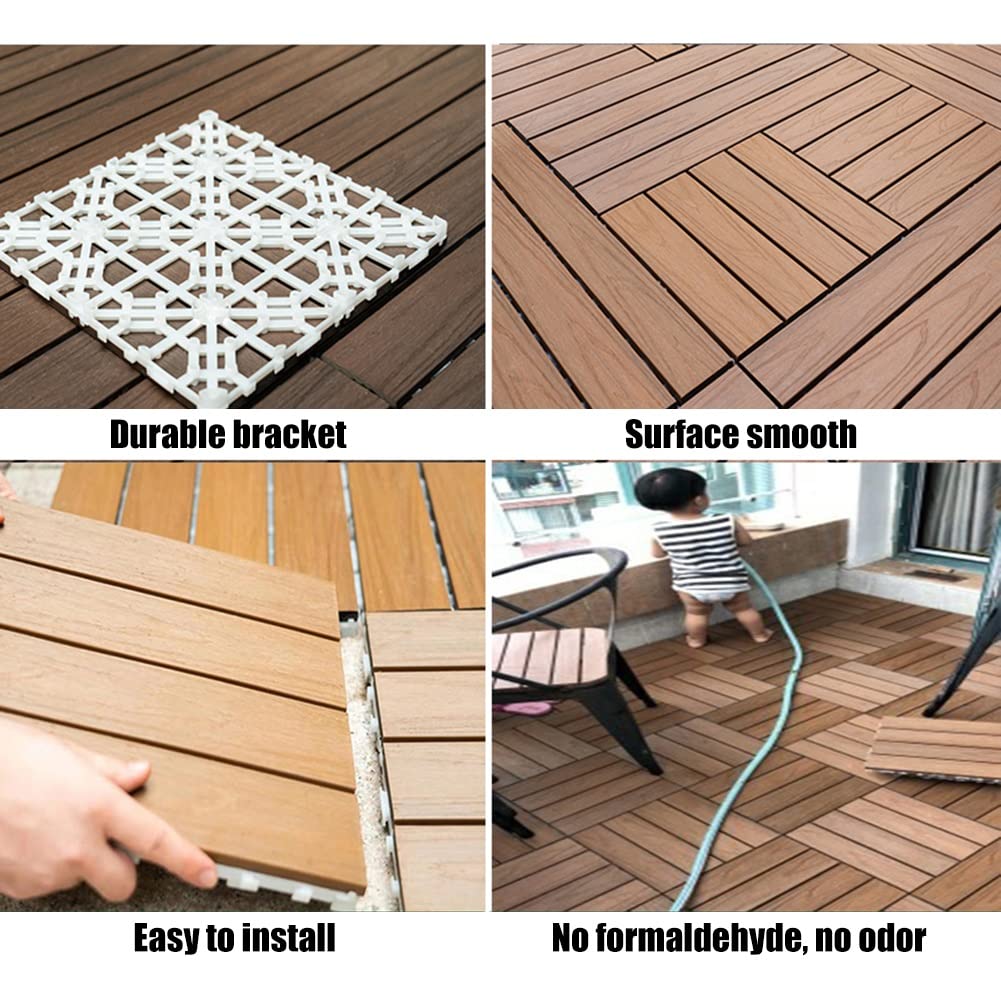 Baldosas de cubierta entrelazadas plástico reciclado madera dura