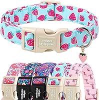 Vista 58 de Unique style paws - Collar para perro, hebilla de metal, diseño de hojas de plátano pintadas, regalo duradero, lindo, para perros pequeños, medianos