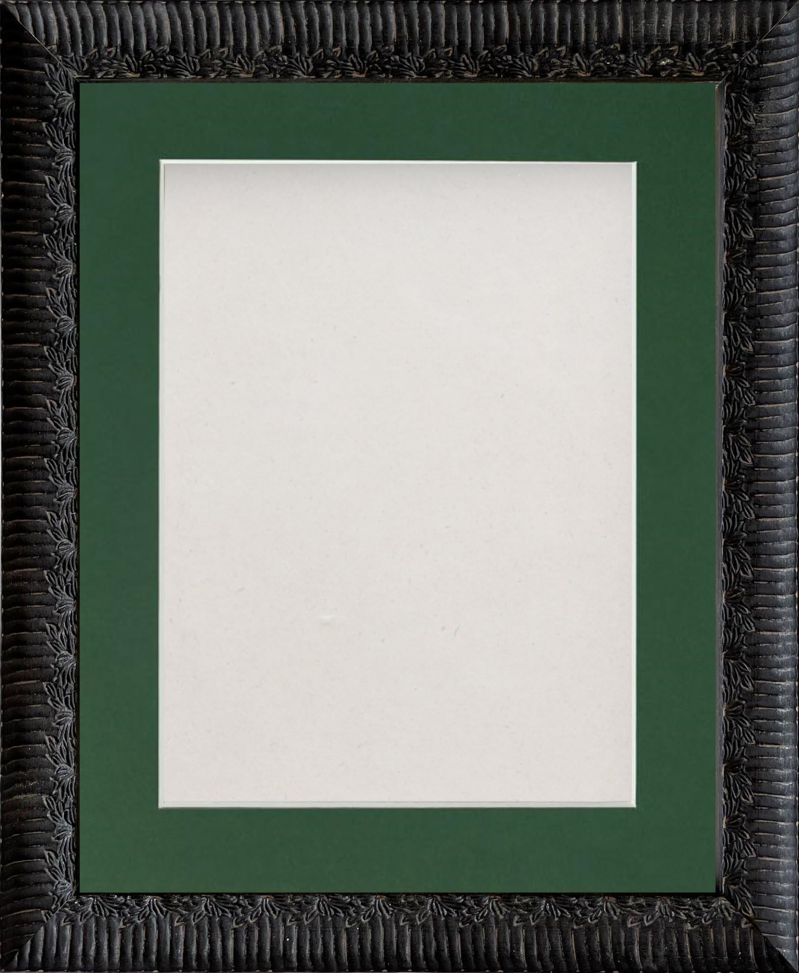 Frame Company Boleyn Black Ornate Decorative Wooden 12x10 inch Frame With Bottle Green Mount for Image 10x8 inch *Choice of Sizes and colours* Fitted with Real Glass โ image 1