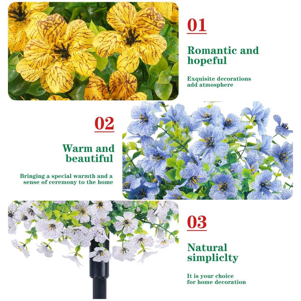2Pack Artificial Petunias Flowers for Outdoors, 22inch Fake Bushes with Ground Stake Spring Decoration, UV Resistant Faux Summer Plants, Artificial Boxwood Topiary Ball Trees for Garden - 5