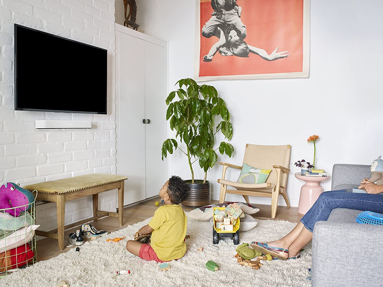 Sonos - Beam Mount - Support pour la Barre de Son Sonos Beam - Accroche/Fixation Murale - Sans Vibration - Discret et Sécurisé - Montage Facile - Blanc