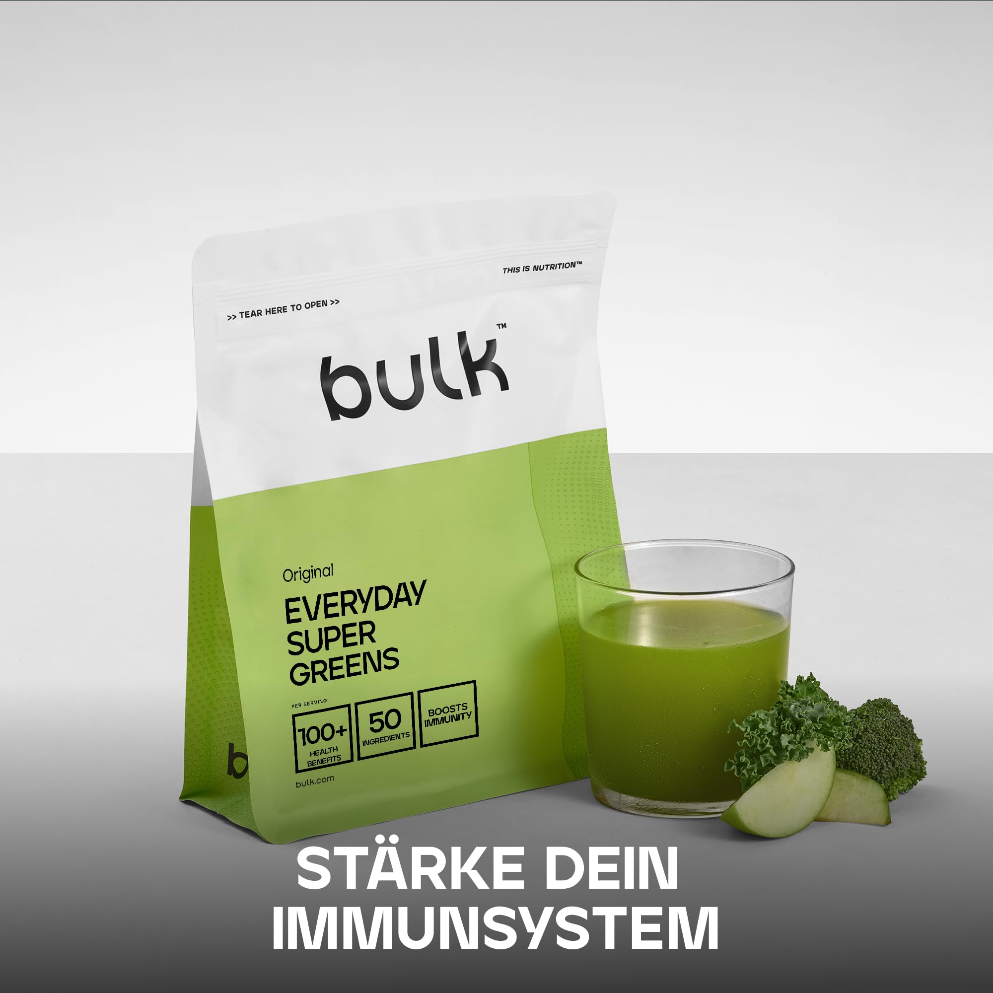 Bulk Everyday Super Greens Pulver | Original | 60 Portionen | Mit 50 Vitaminen, Mineralien & Superfoods | Reich an Vitamin C, D & B12 | Unterstützt Immunität & Wohlbefinden