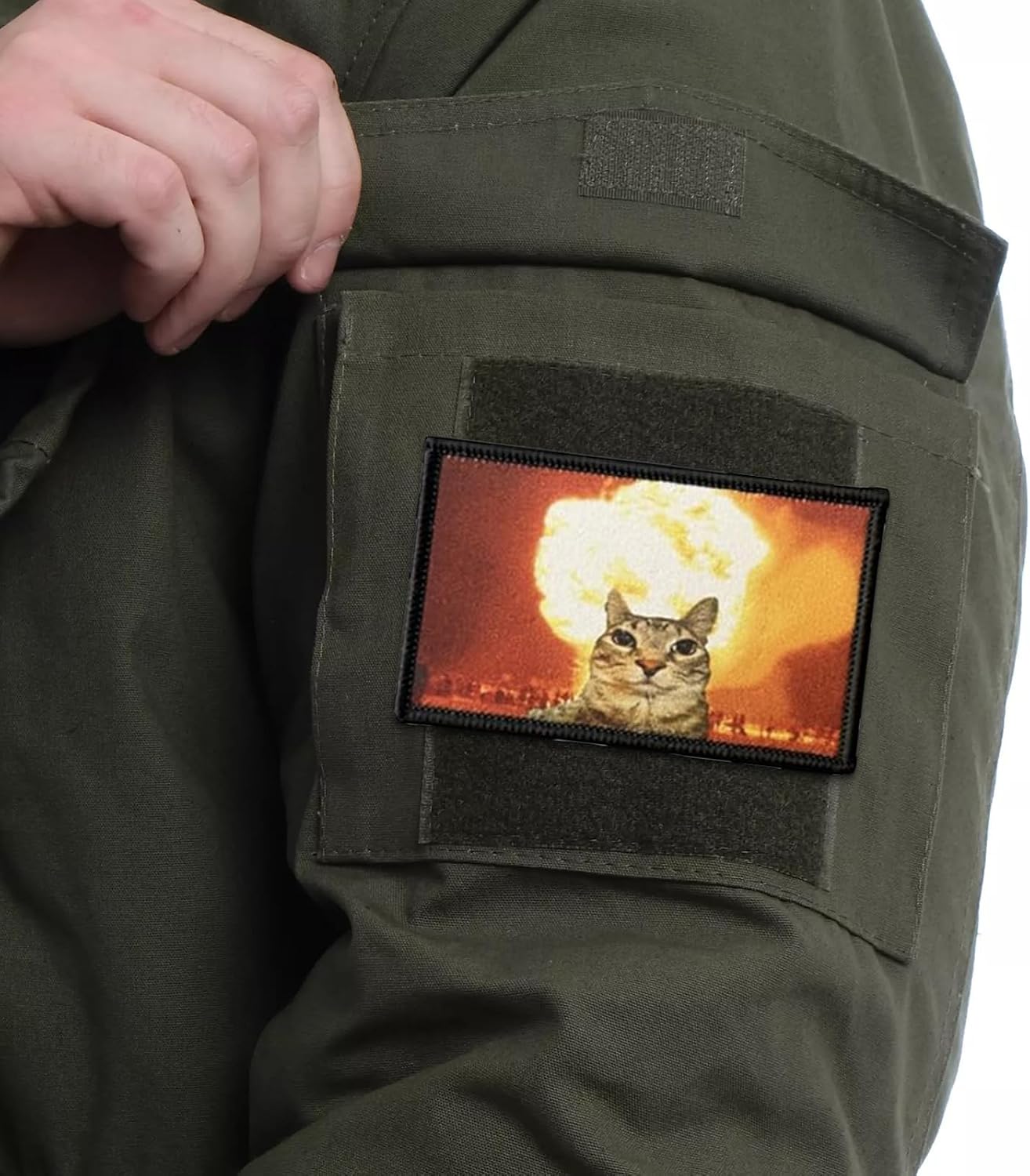 Blast Cat Meme Tactical Morale Patch, Mushroom Cloud Funny Printed Hook Loop Patch for Clothing Gear image 5