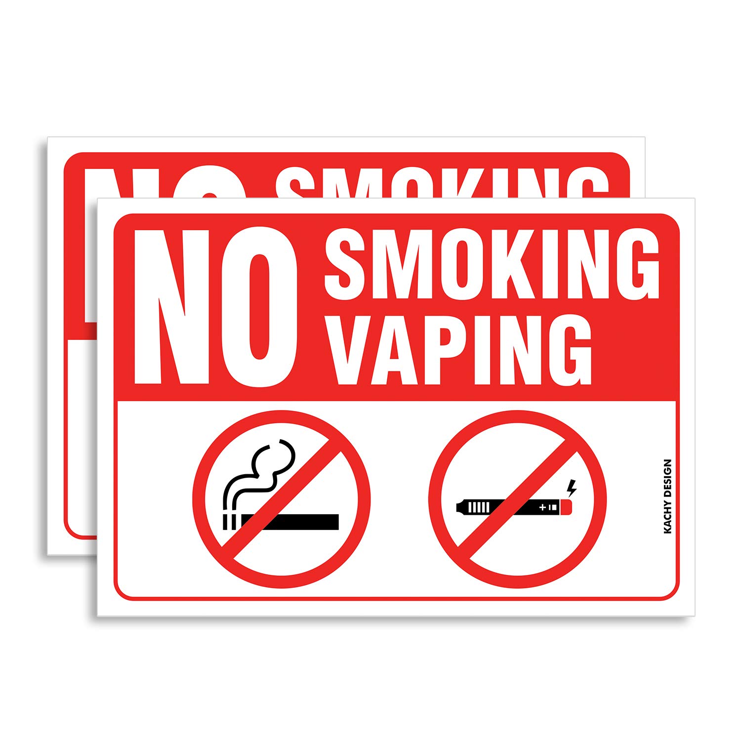 Kachy Signs(Set of 2) No Smoking/Vaping - 10" x 7" 4 Mil Vinyl - Laminated for Ultimate Protection & Durability - Self Adhesive Decal - UV Protected & Weatherproof - Heavy Duty