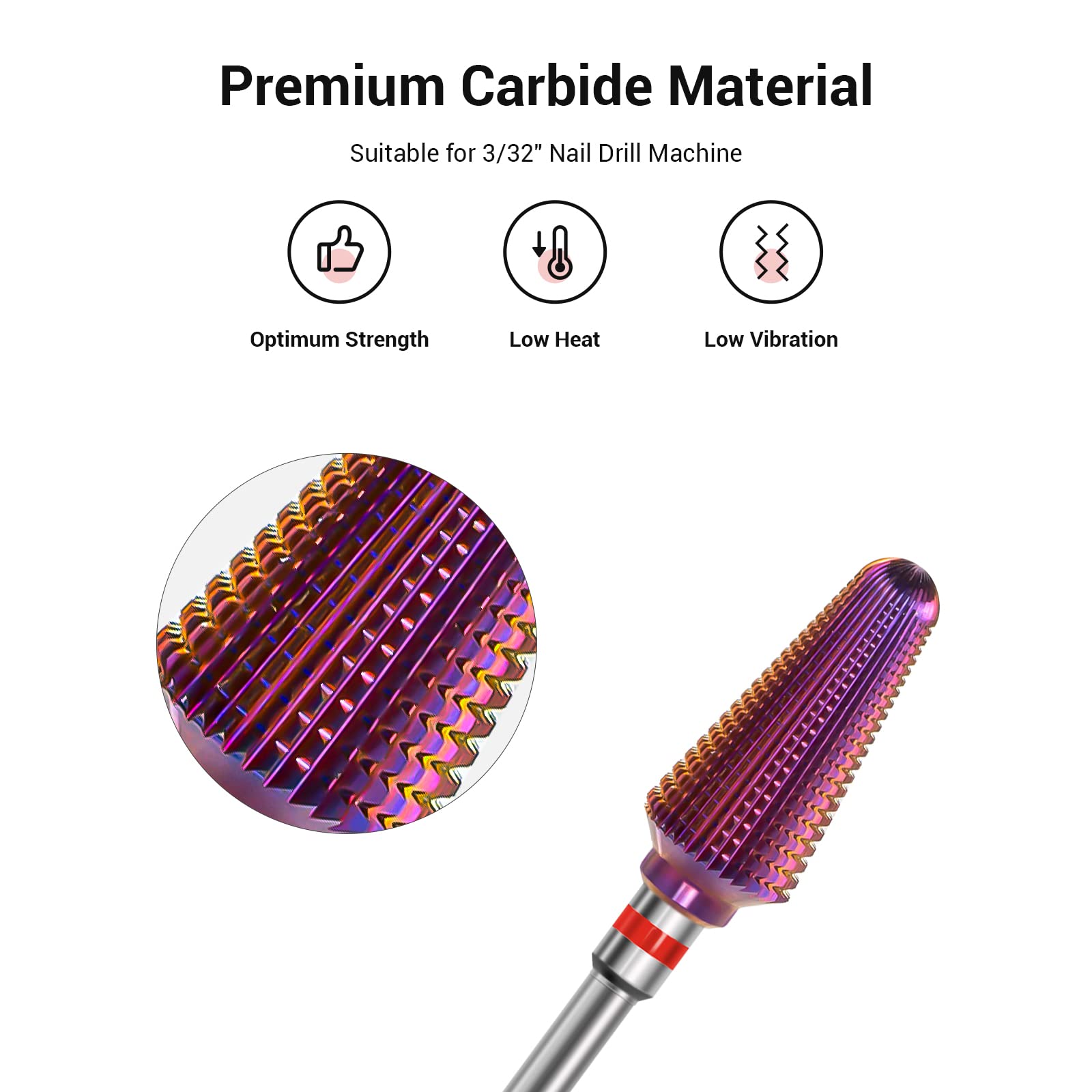 MelodySusie Safety Nail Drill Bits, 3/32'' Smooth Round Top Small Barrel Carbide Bits - Image 2