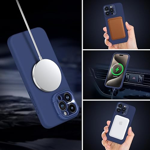 Miniatura 3 de Nillkin Funda de silicona con soporte, compatible con carga inalámbrica MagSafe, silicona líquida de alta calidad, forro de microfibra suave, funda