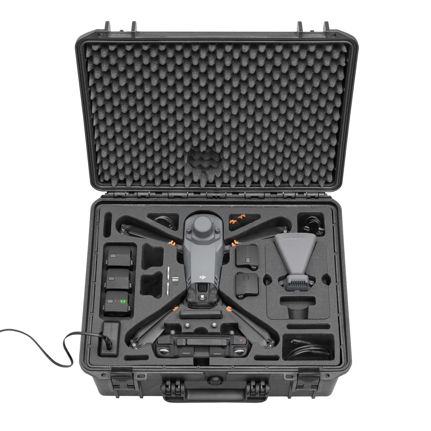 TOMcase Koffer „Ready to Fly” für DJI Mavic 3 Enterprise/Thermal/Multispectral, Plus Combo, RC Pro Controller, „Akkus Laden im Koffer Funktion, IP67 wasserdichter Case - Made in Germany (Orange)