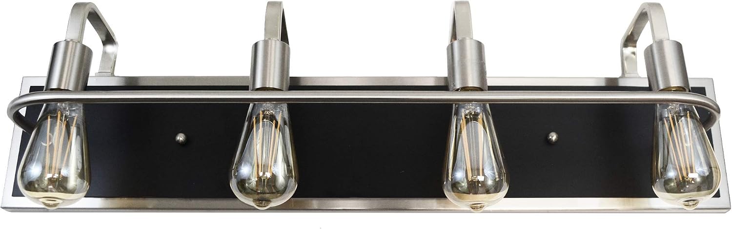 4 Light Bathroom Vanity Light Modern Light Fixtures Brushed Nickel and Matte Black with Clear Glass for Bathroom Mirror Hallway Bedroom