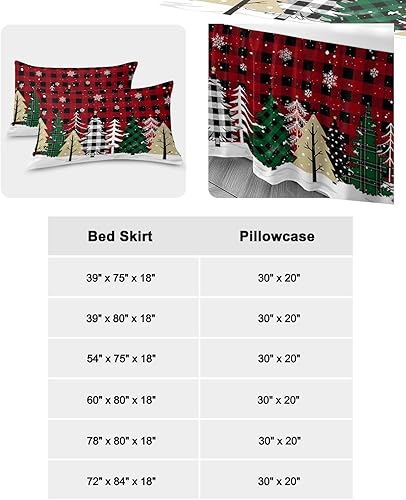 Miniatura 6 de Faldas de cama plisadas envolventes de Navidad para cama King de 78 x 80 pulgadas, sábana decorativa con volantes y falda de cama de 18 pulgadas con