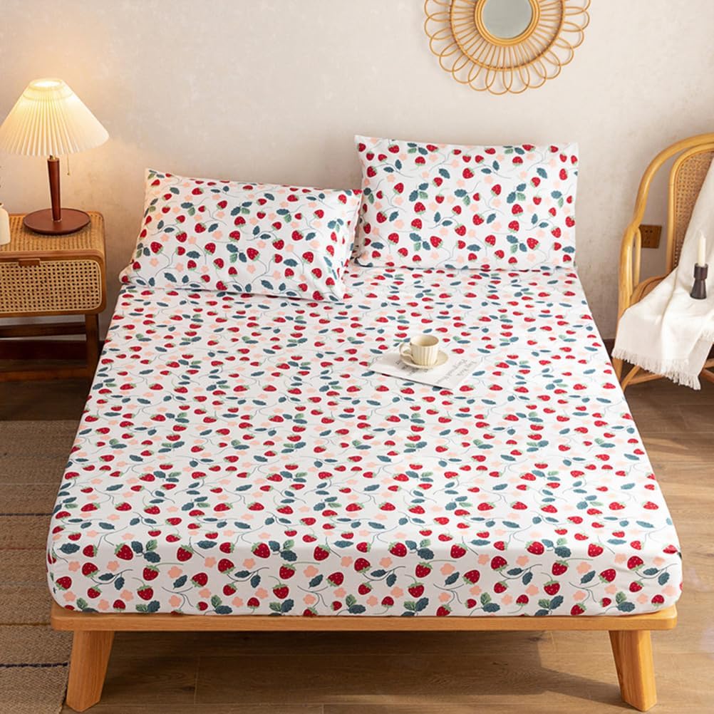 F,120 * 200cmFULL, 100% Cotton Mattress Protector for Queen King Size Mattress Cover with Elastic Band 360° Complete Wrap Fitted Sheet Bed Cover for Home Bedroom Hotel Washable