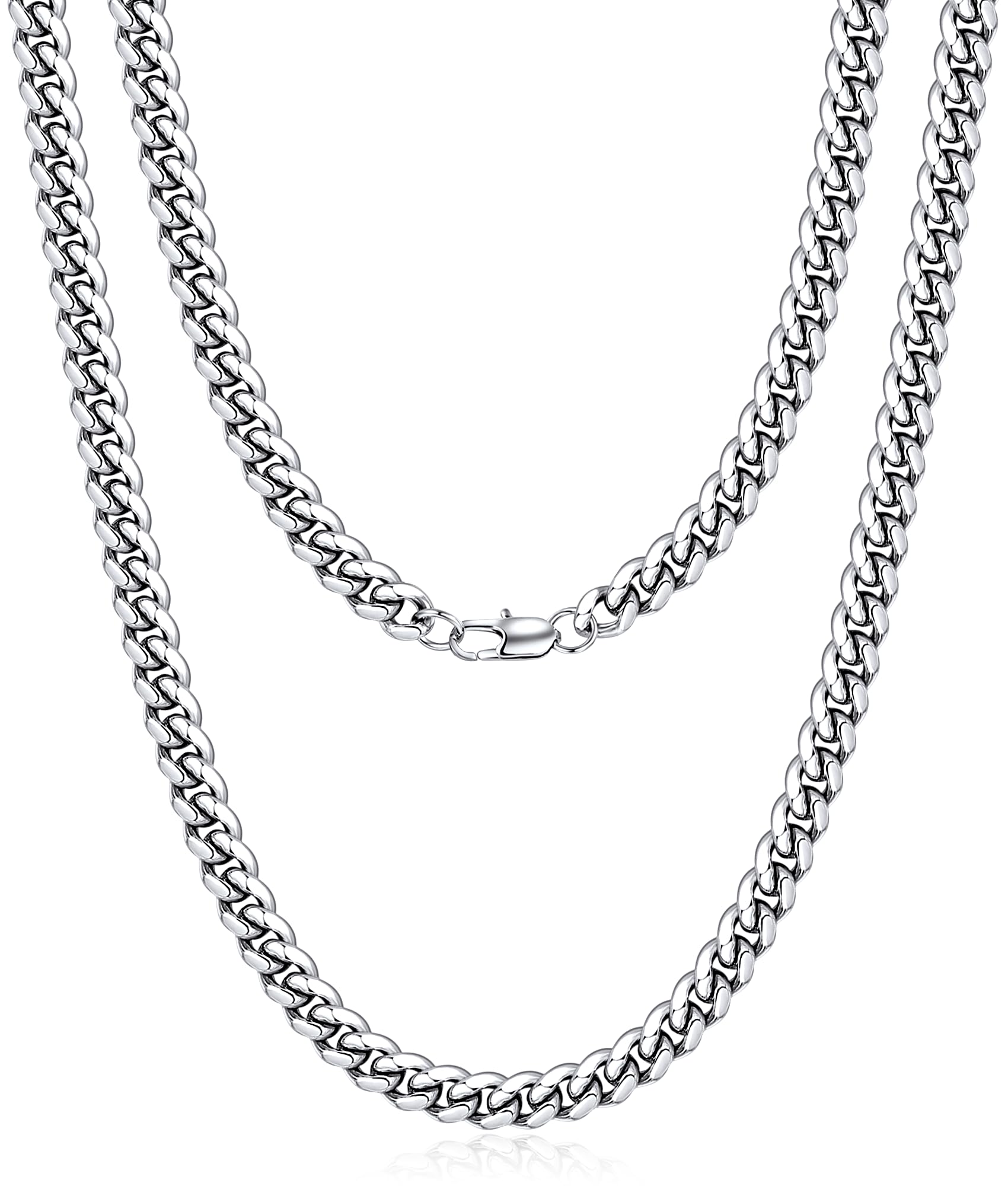 Jewlpire Cuban Link Chain for Men, Silver/Gold Chain for Men Women, 4mm/6mm/10mm Mens Necklace, 18K Gold Plated/316L Stainless Steel Mens Chains Necklaces 18 20 22 24 26 30 Inch