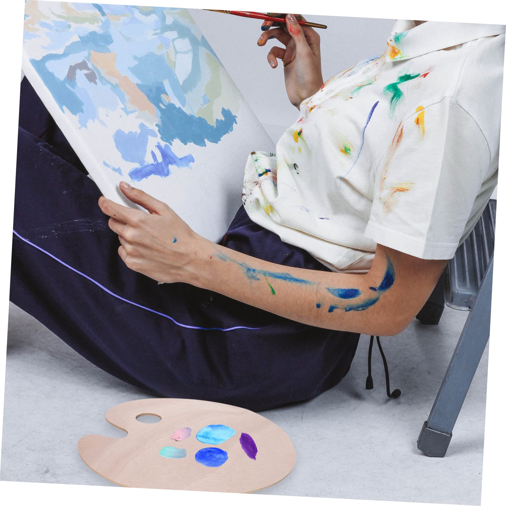 STOBOK Tavolozza di Colori in Legno per Pittura a Olio 2 Pezzi | Impugnatura Integrata, Superficie Liscia senza Bave, Adatta a Scuola e Fai-da-te